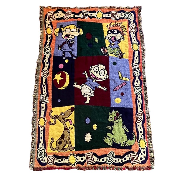 Vintage Bedding Vintage 99s Rugrats Themed Tapestry Knit Throw